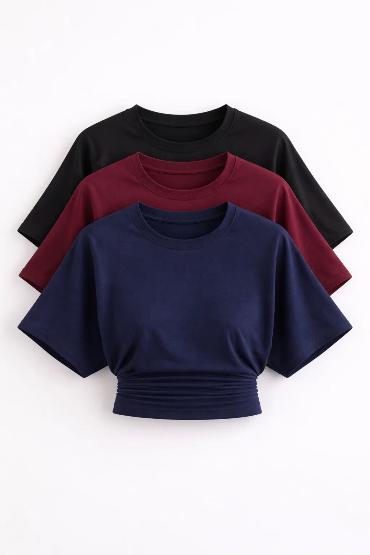 Combine Michail Women's Bat-Sleeve Basic 3-Pack Crop Top