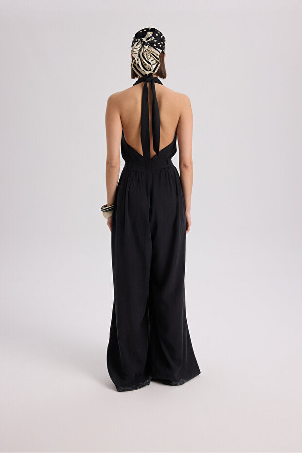 BOHEMAI Lios Window Detail Black Long Jumpsuit - 5
