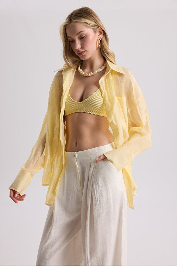 MAI STUDIOS CO. Darya Wrinkle Detail Yellow Shirt