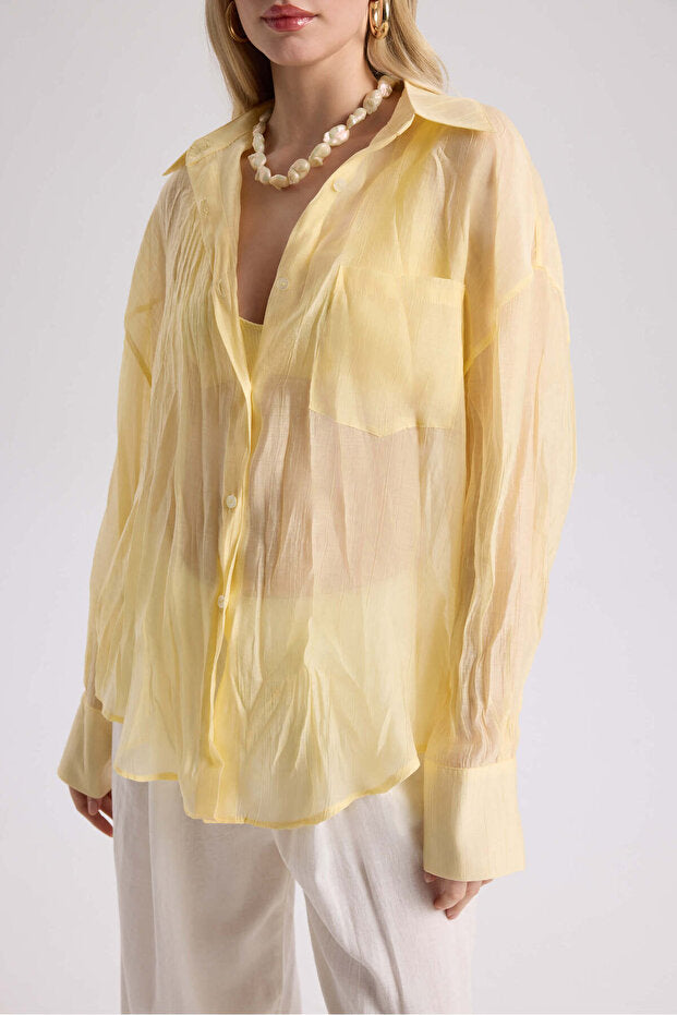 MAI STUDIOS CO. Darya Wrinkle Detail Yellow Shirt