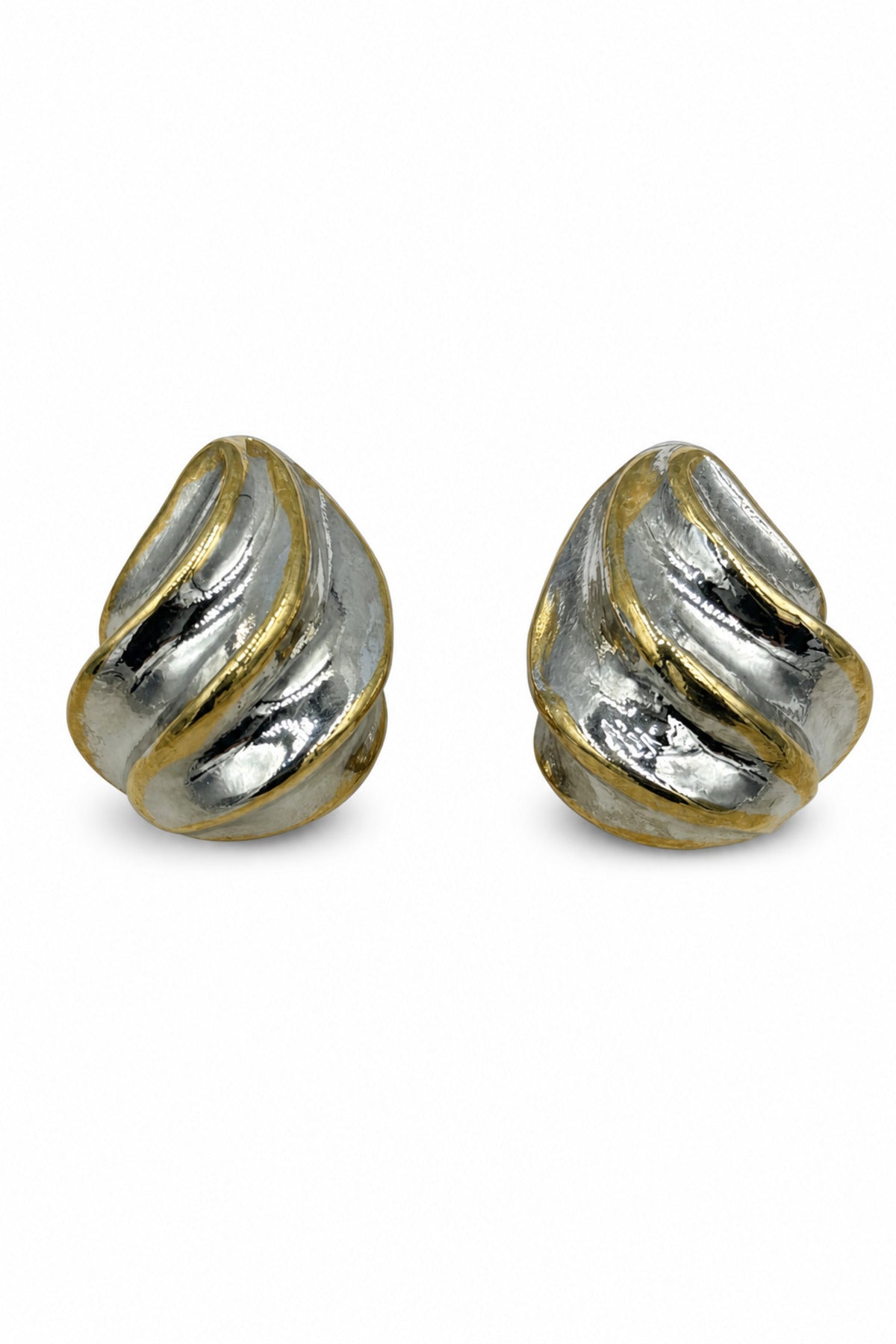 Jack Ferrero Women's Gray & Yellow Modern Wavy Statement Earrings front