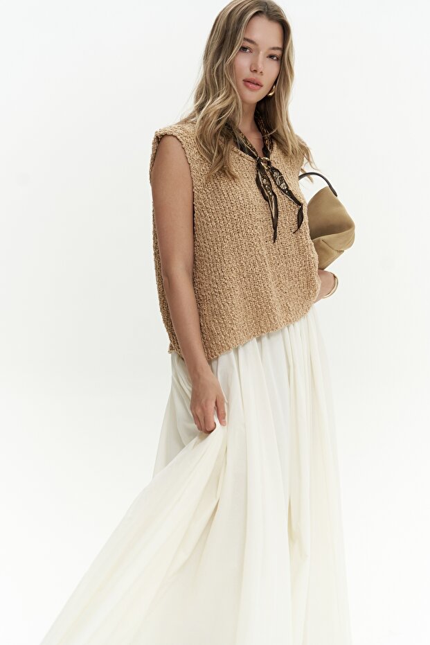 BOHEMAI Knitle Comfortable Fit Knitwear Cinnamon Crop Top - 4