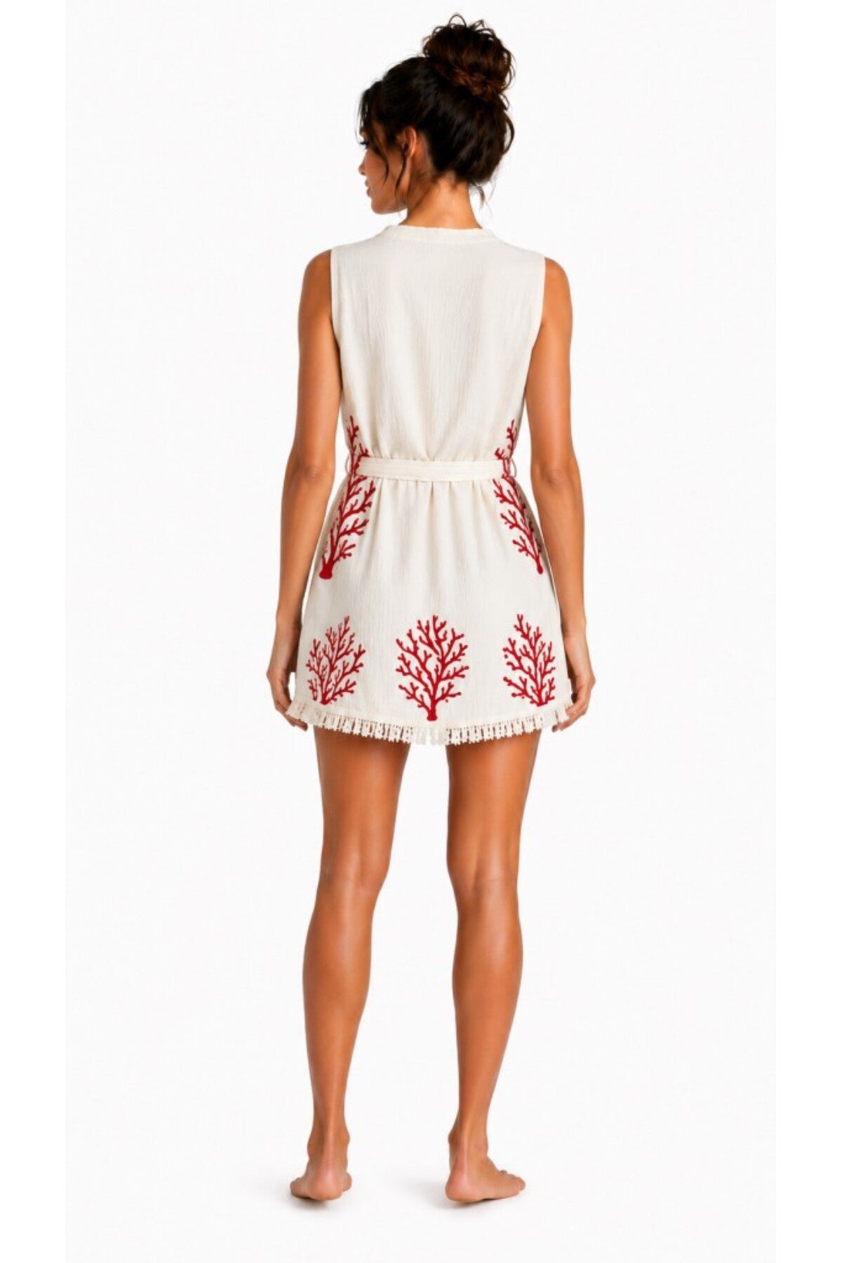 Mulberry Liora Sleeveless Muslin Kimono Cover-Up – Coral Red