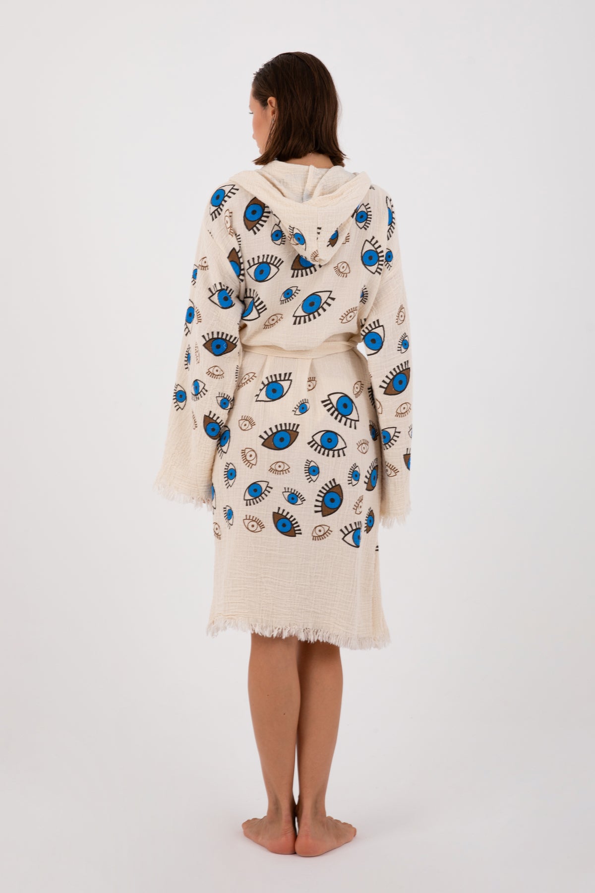 Dokubba Evil-Eye Print Muslin Bathrobe – Ecru