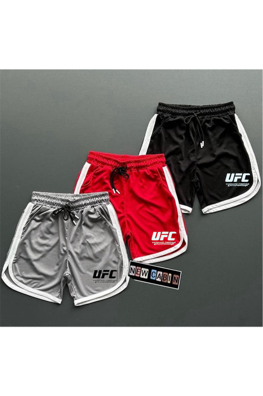 NewCabin UFC Print 3-Pack Jersey Sport Shorts – Black/Grey/Red