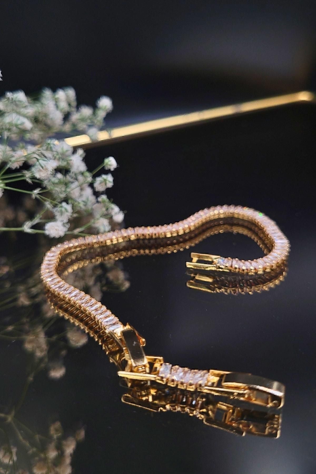 gold tennis bracelet steel