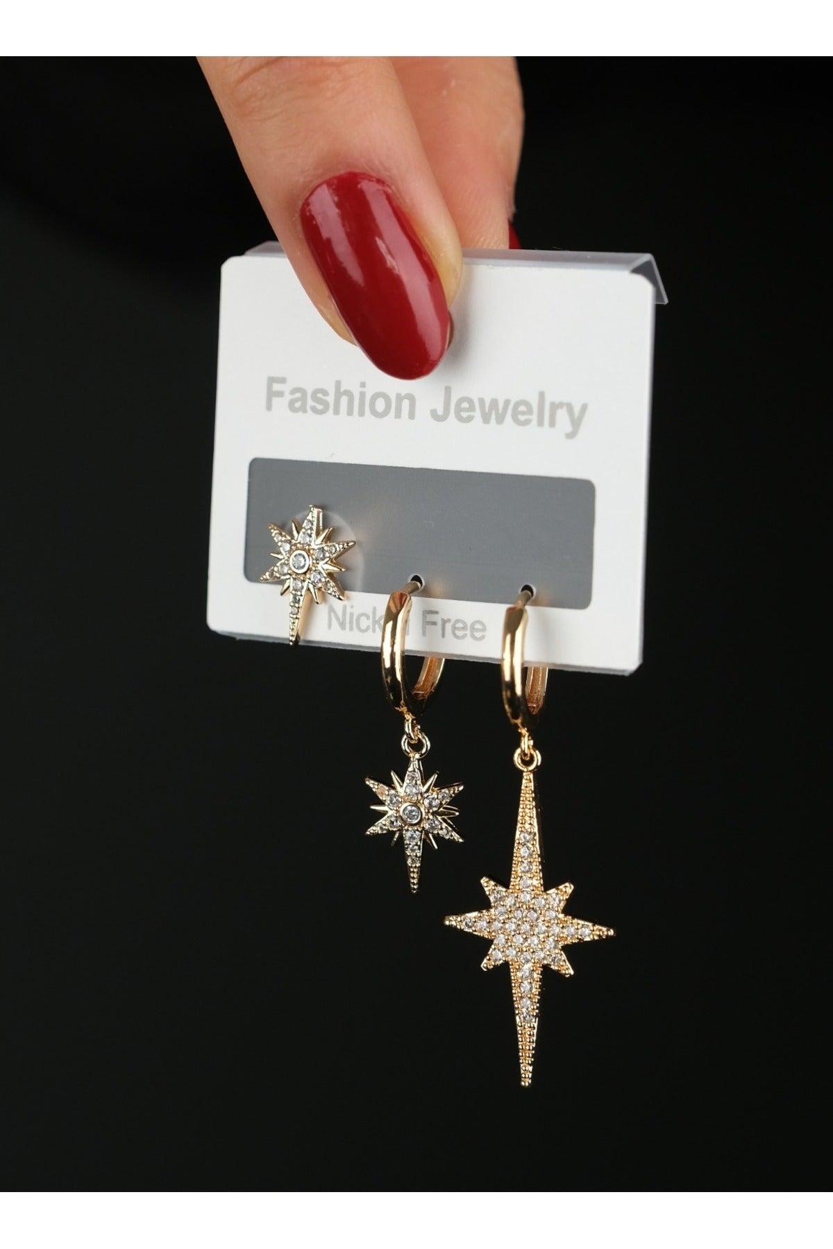 Jack Ferrero gold north star earring set 3 pair