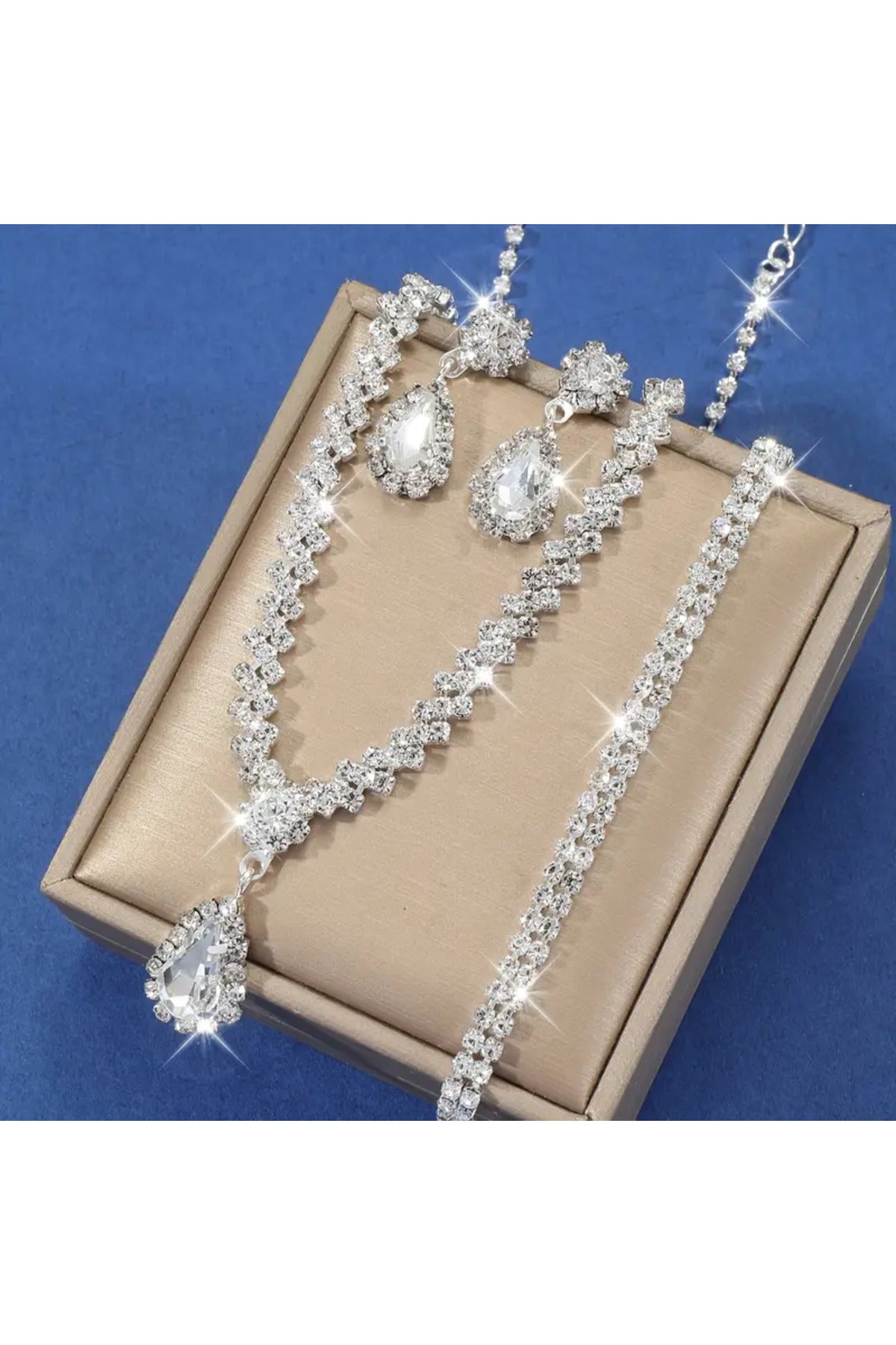 silver bridal drop set