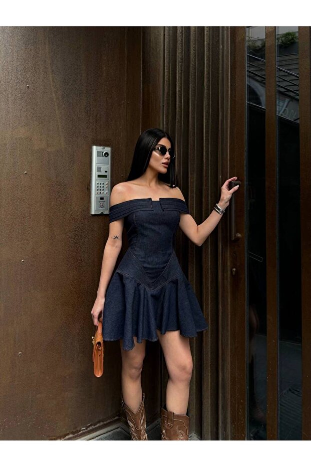 Navy Denim Dress Detail