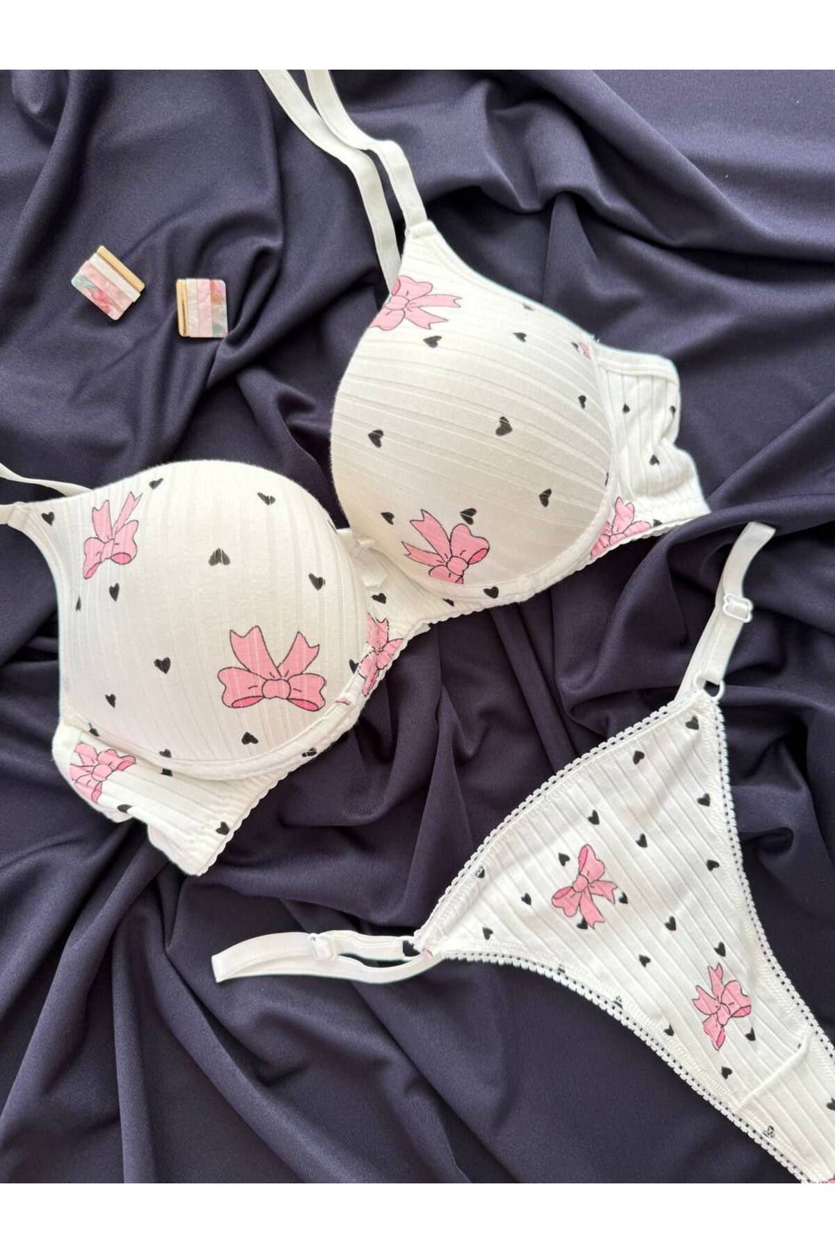 İNKO padded ribbon bow bra white