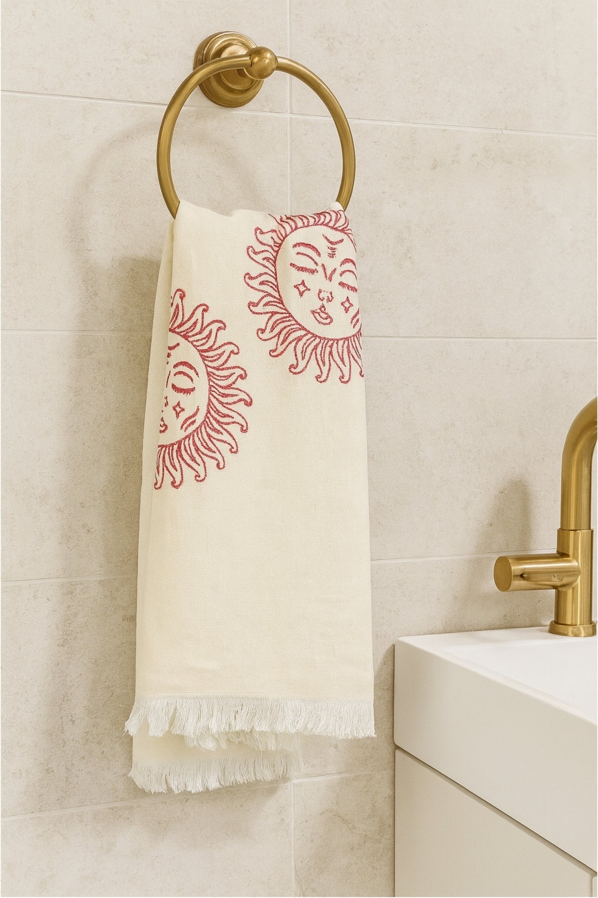 Vita 3-Layer Organic Muslin Peshtemal Beach Towel – Sun Print