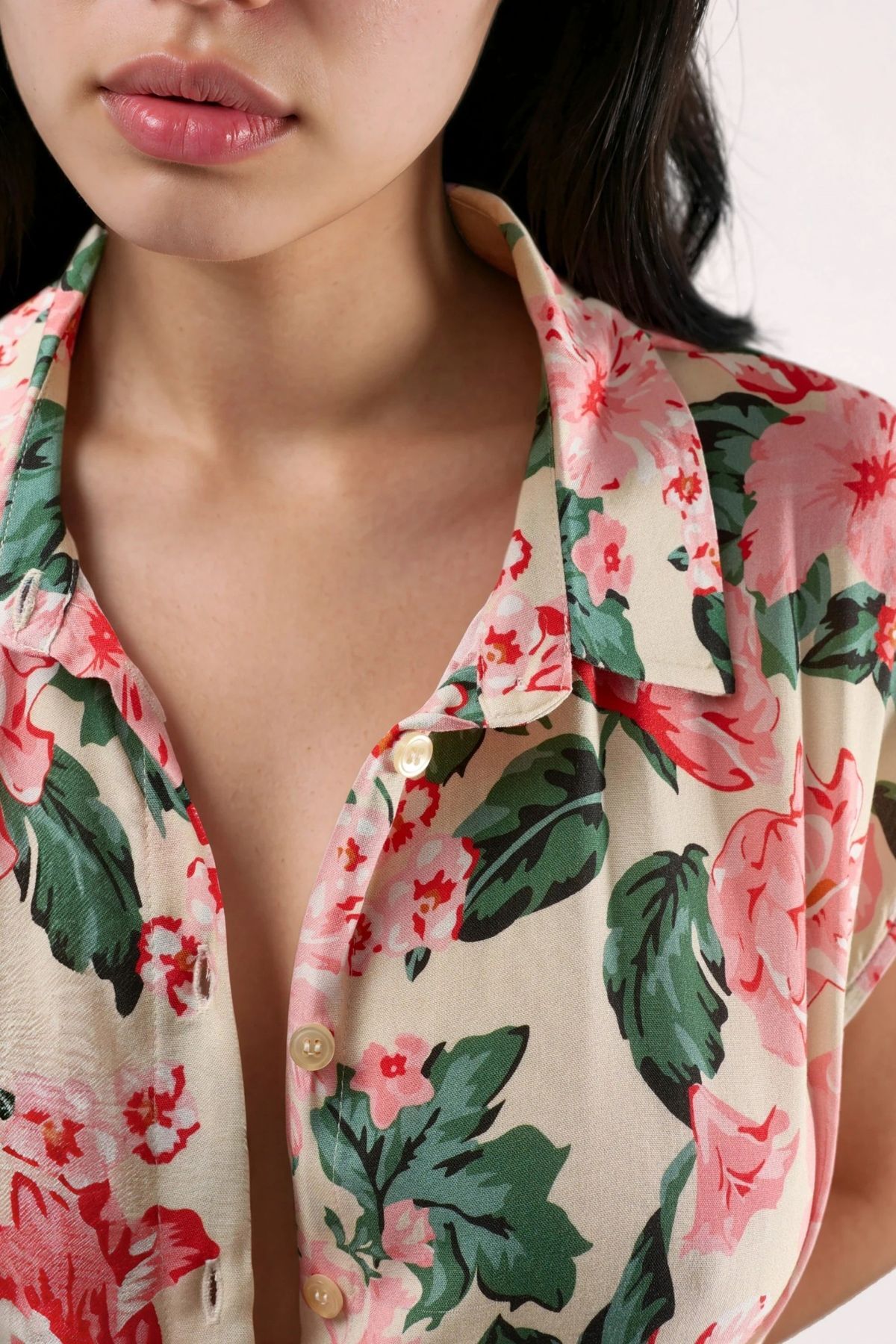 Hiccup Patterned Button-Up Belted Midi Shirt Dress – Pink