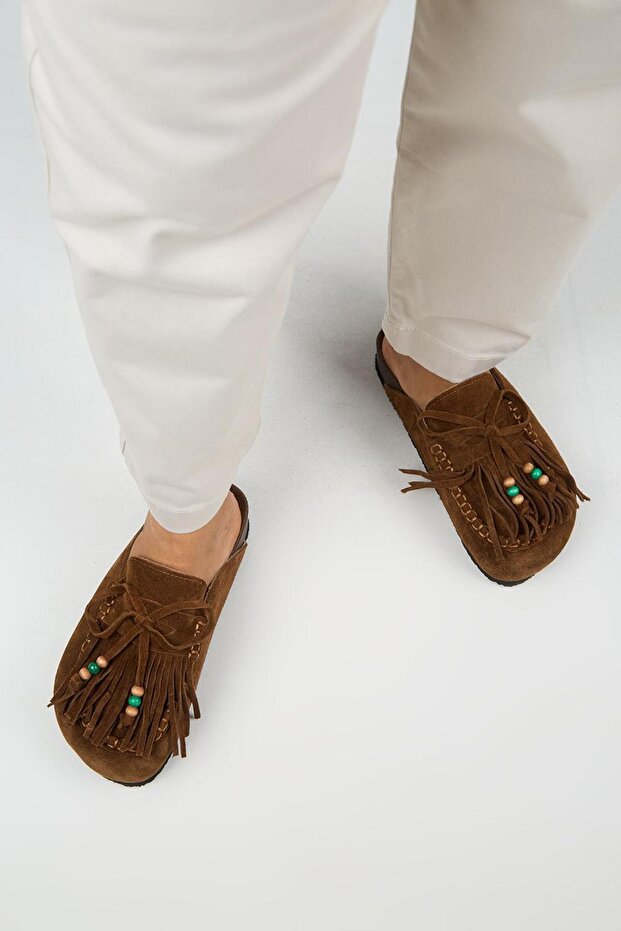 Malinda Leather Slipper Taba - Detail View