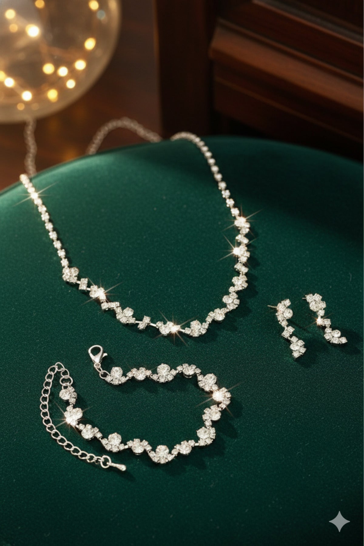 silver necklace earrings bracelet set