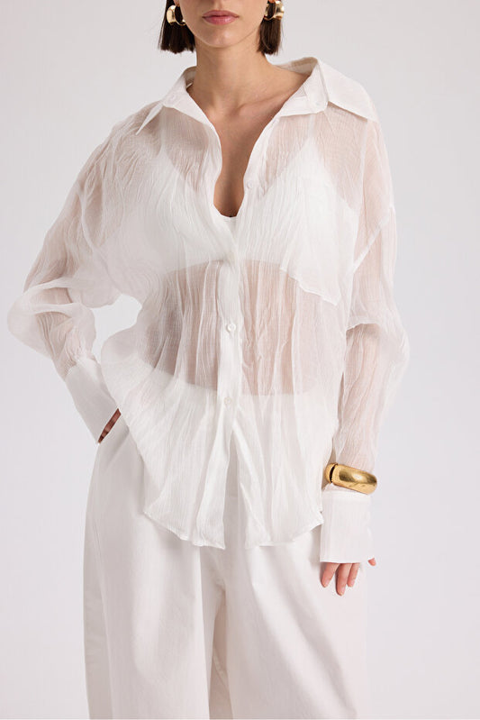 MAI STUDIOS CO. Darya Wrinkle Detail White Shirt