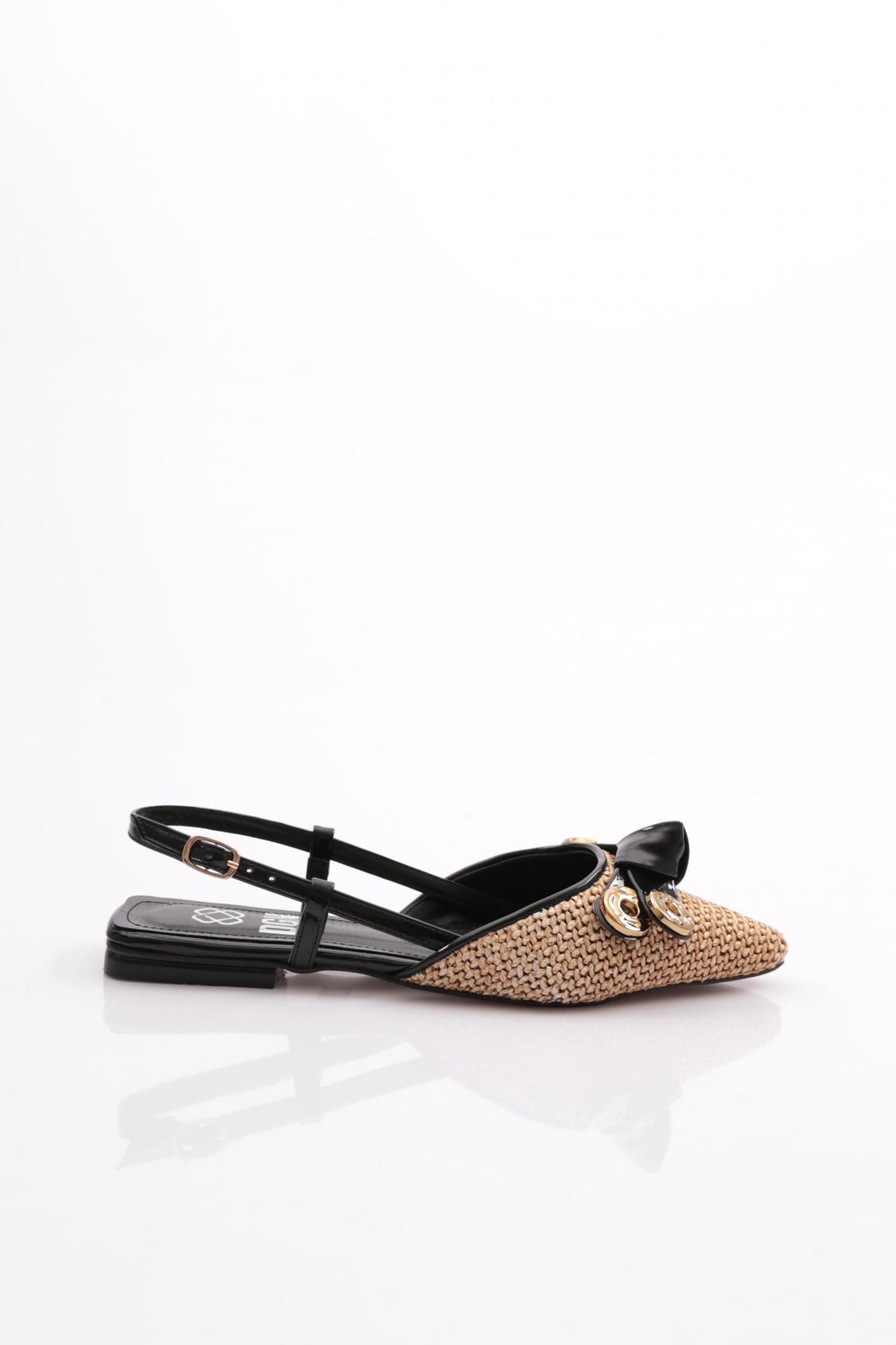 DGN women's black patent back-tie ballet flats