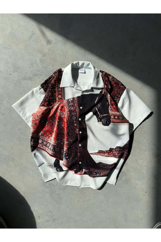 Fo4rbs Horse Print Double-Gauze Oversize Shirt – Multicolor