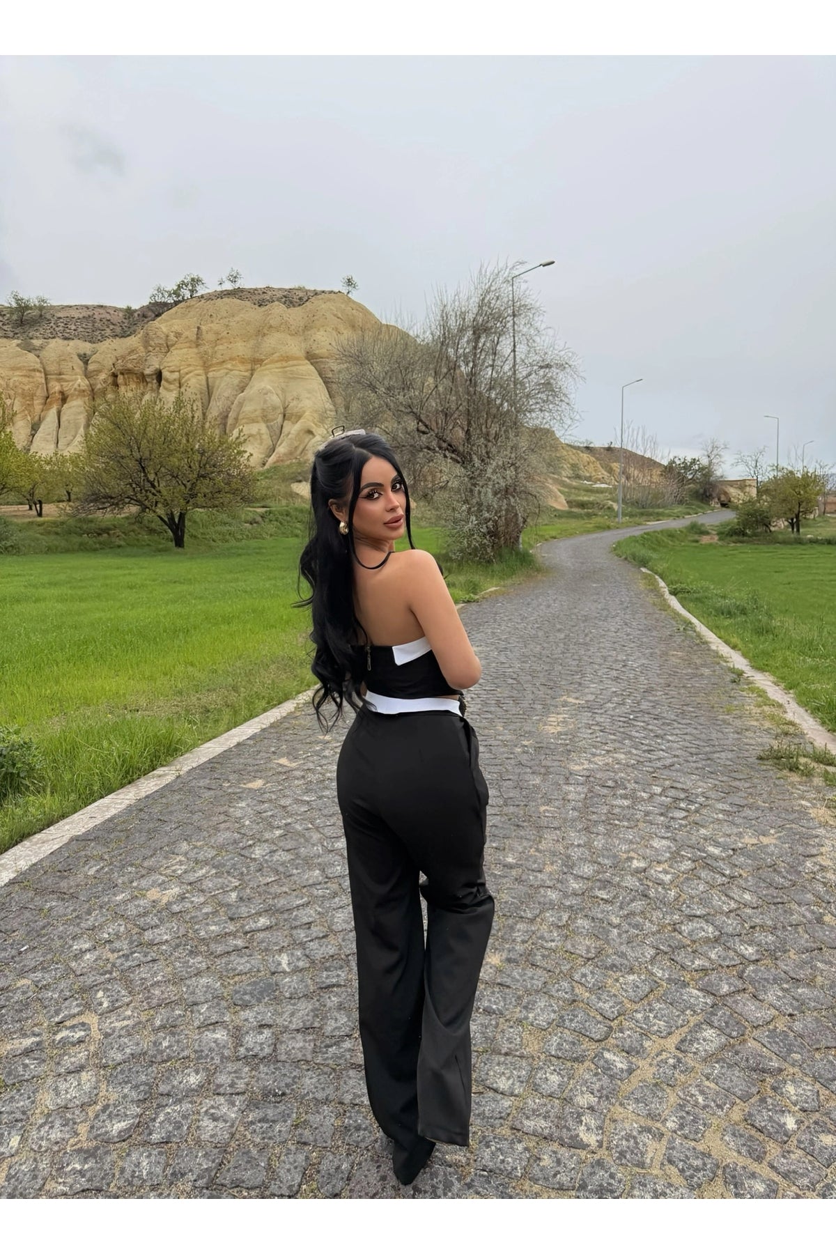 Black Strapless Pants Two-piece Set