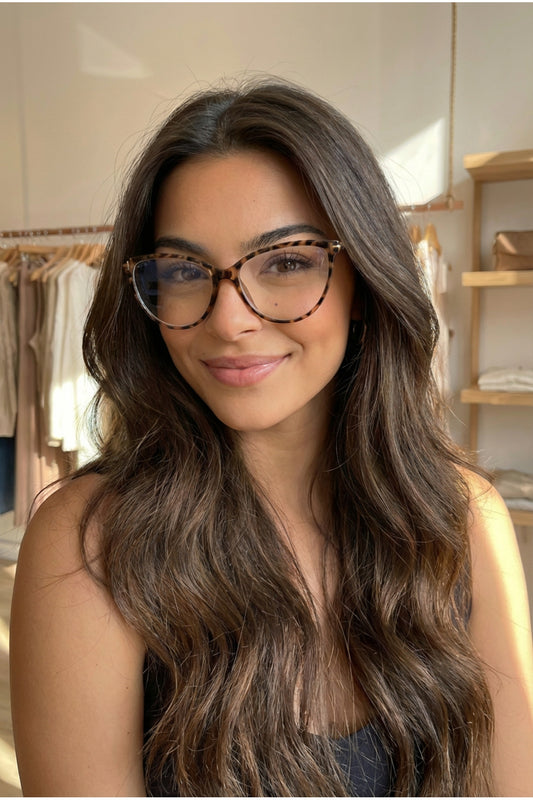 UV400 Cat Eye Blue Light Blocking Computer Glasses - Brown