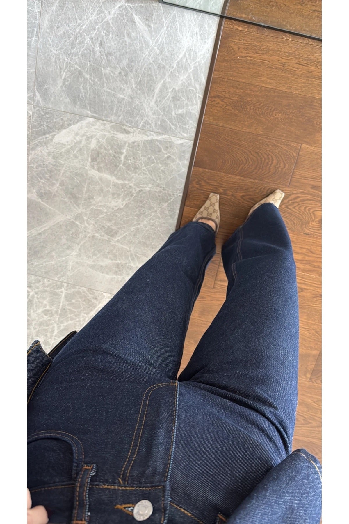 EKIM STORE Tie-Front Navy Denim Jacket & Pants Set