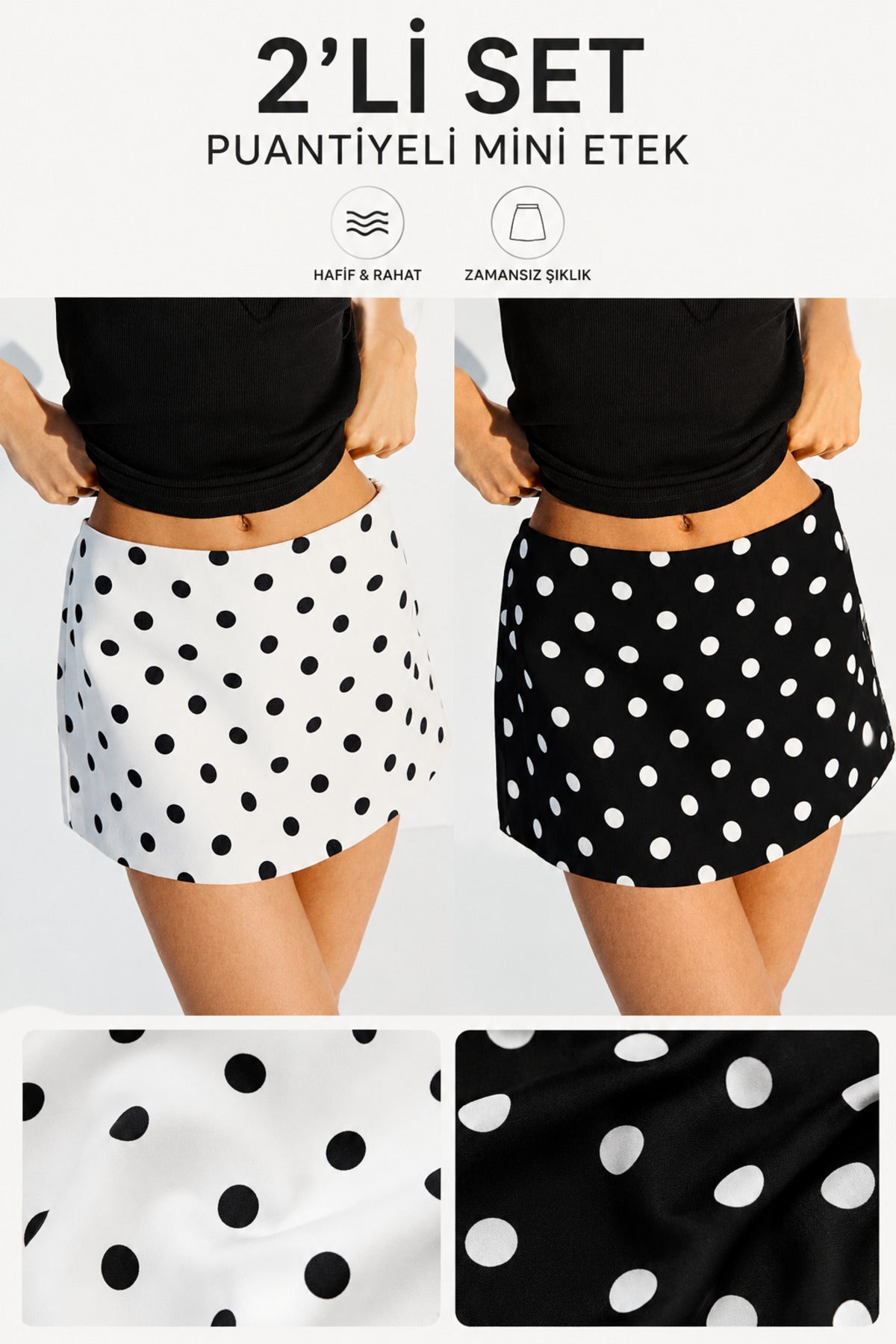 2-Piece Polka Dot Ruffle Mini Skort Set back