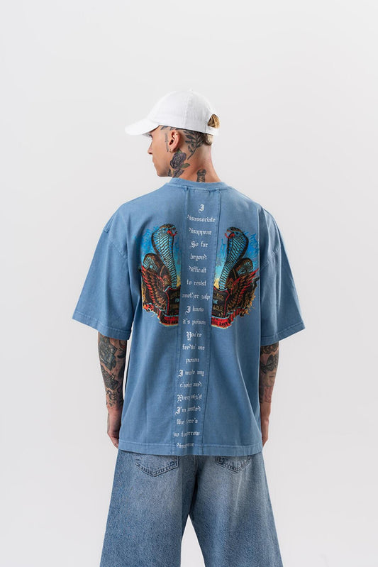 Respire snake print oversize t-shirt blue front