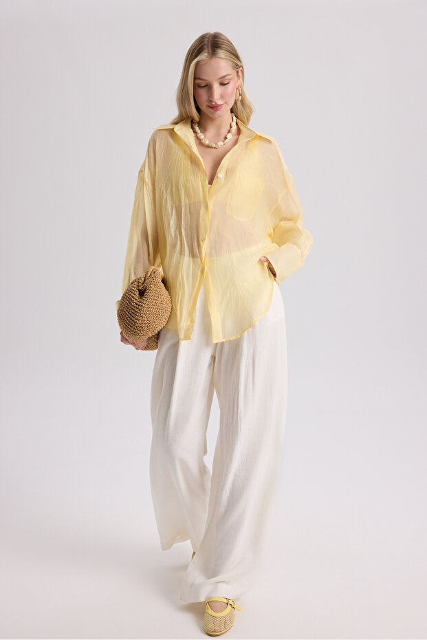 MAI STUDIOS CO. Darya Wrinkle Detail Yellow Shirt