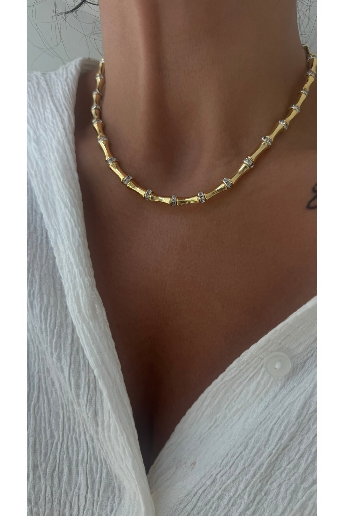 Vi Store gold bone-link chain necklace